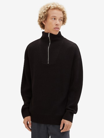 TOM TAILOR DENIM Sweater in Black: front