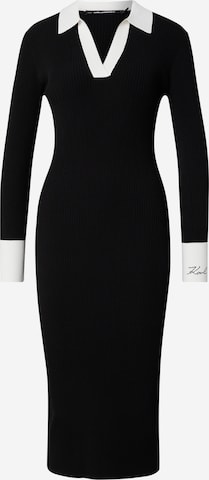 Karl LagerfeldPletena haljina 'Essential' - crna boja: prednji dio