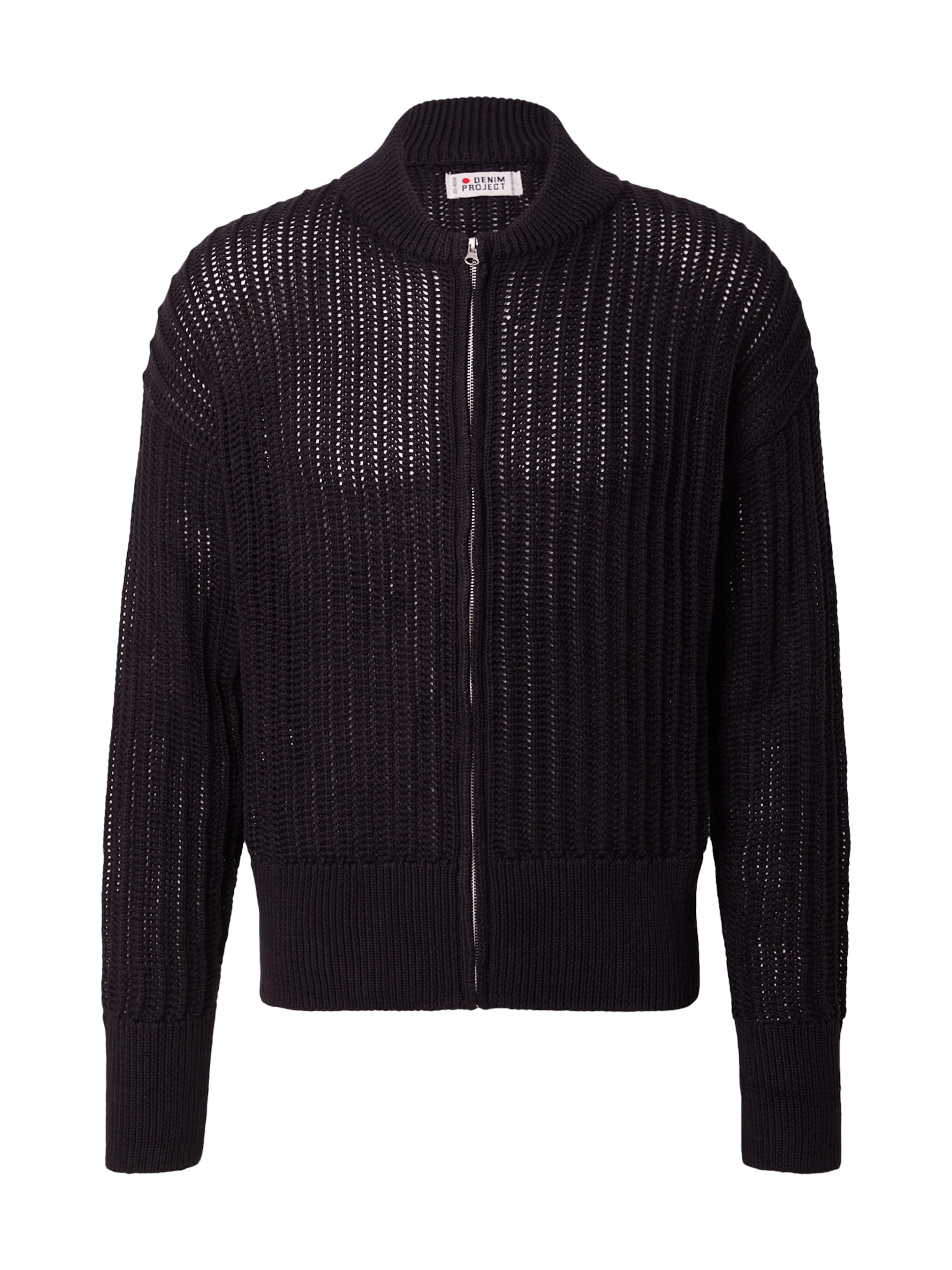 melns Denim Project Adīta jaka: no priekšpuses