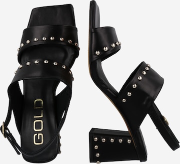 GOLD Strap Sandals in Black