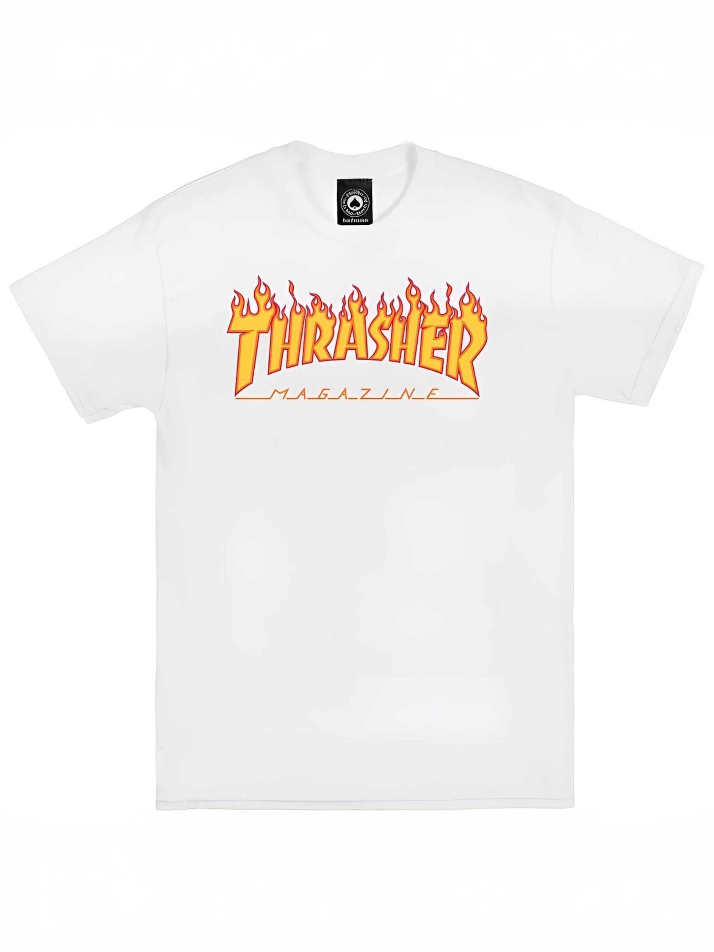 THRASHER Shirt 'FLAME' in Wit: voorkant