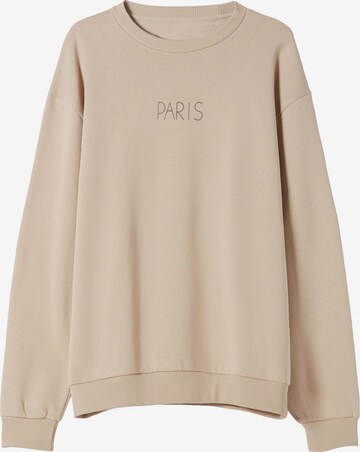 Sweat-shirt Bershka en beige : devant