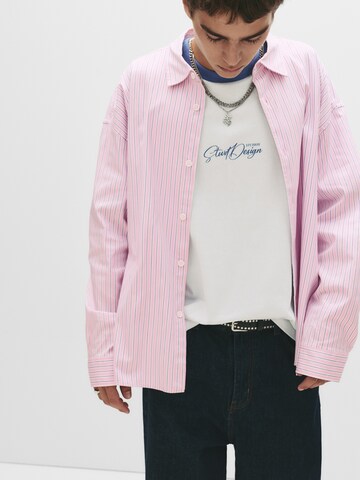 Comfort Fit Cămașă 'Camisa' de la Pull&Bear pe roz: față