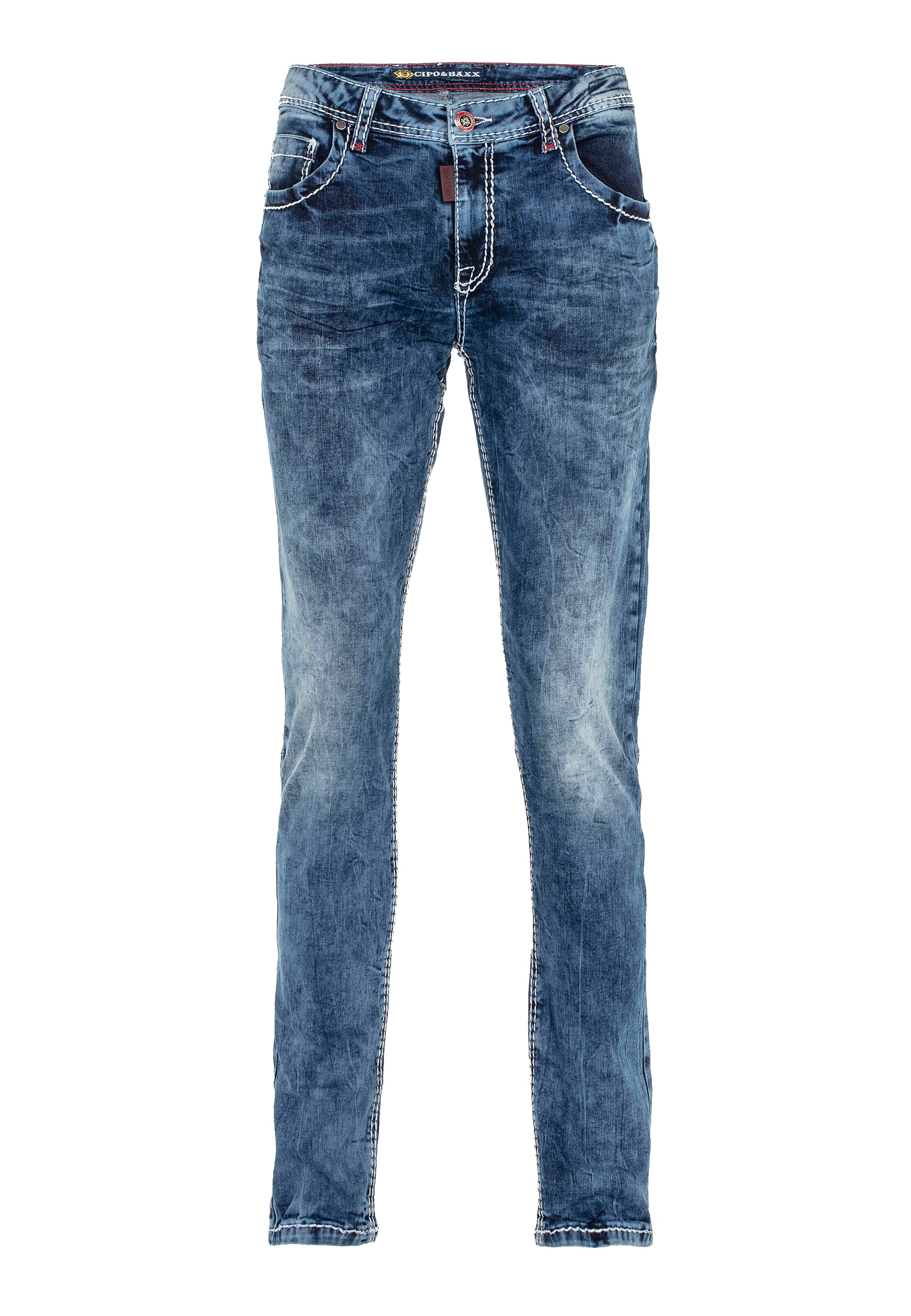 CIPO & BAXX Regular Jeans 'DENIM' in Blauw: voorkant
