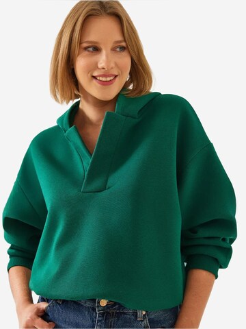 Bianco Lucci Sweatshirt in Groen: voorkant