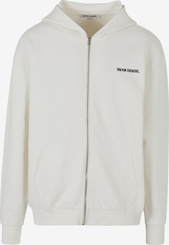 9N1M SENSE Zip-Up Hoodie in White: front