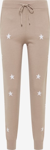 IZIA Tapered Broek in Beige: voorkant