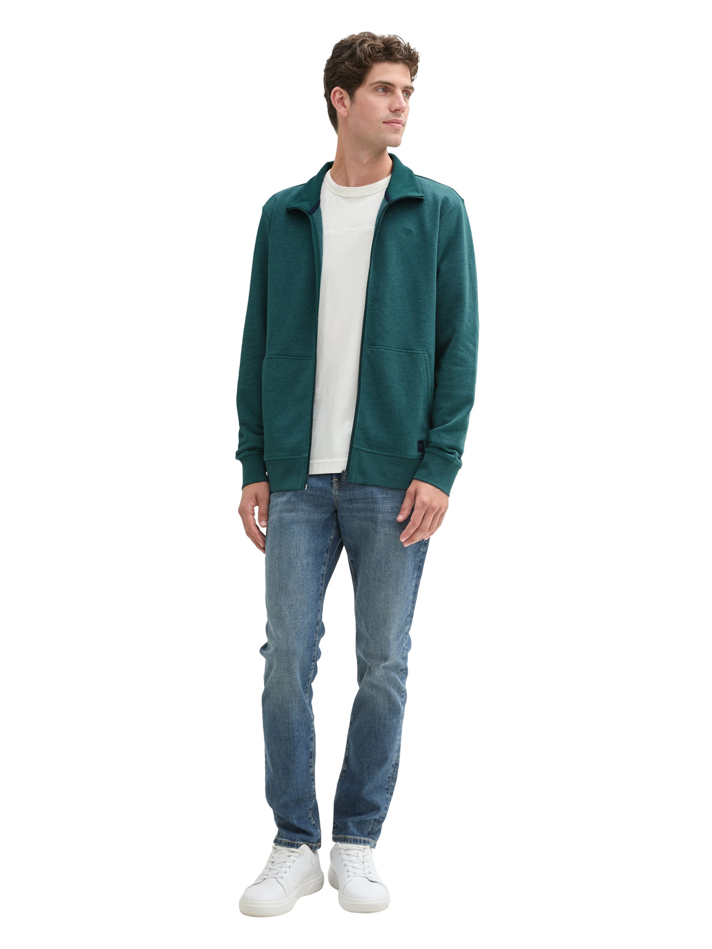 TOM TAILOR Sweat jacket in Green