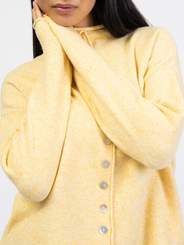 BROKE + SCHÖN Knit Cardigan 'Strickjacke mit Stehkragen' in Yellow