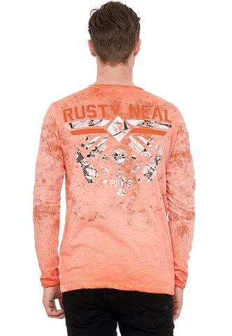 Rusty Neal Langarmshirt Rundhals Printed in Orange