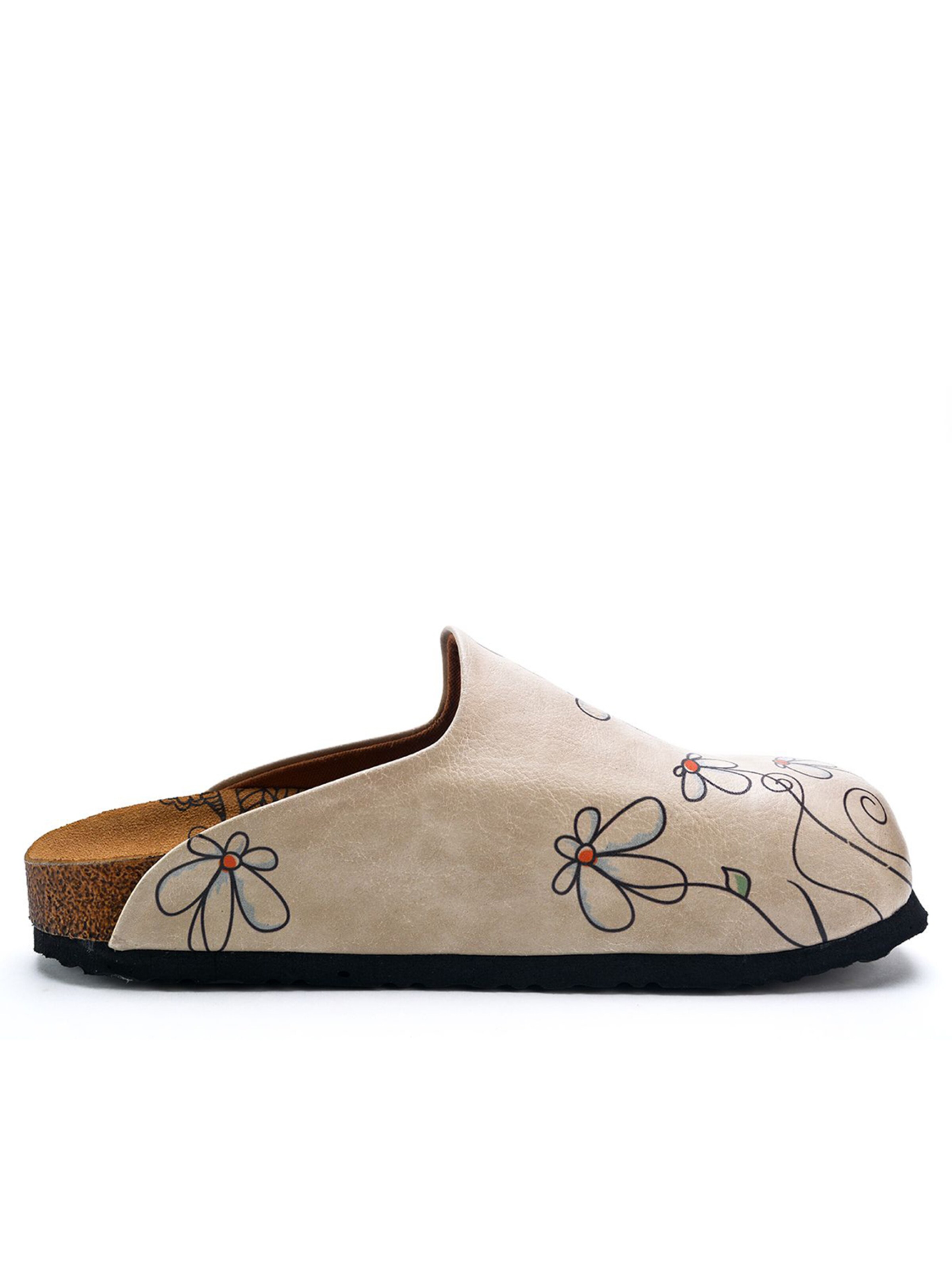 Goby Træsko 'Women shoes Goby-Calceo mules with daisies CAL1410' i hvid
