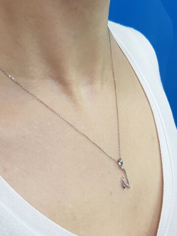 EinStein Diamant Pendant 'Buchstaben Halskette mit Diamanten - V in 14 Karat Weißgold' in White