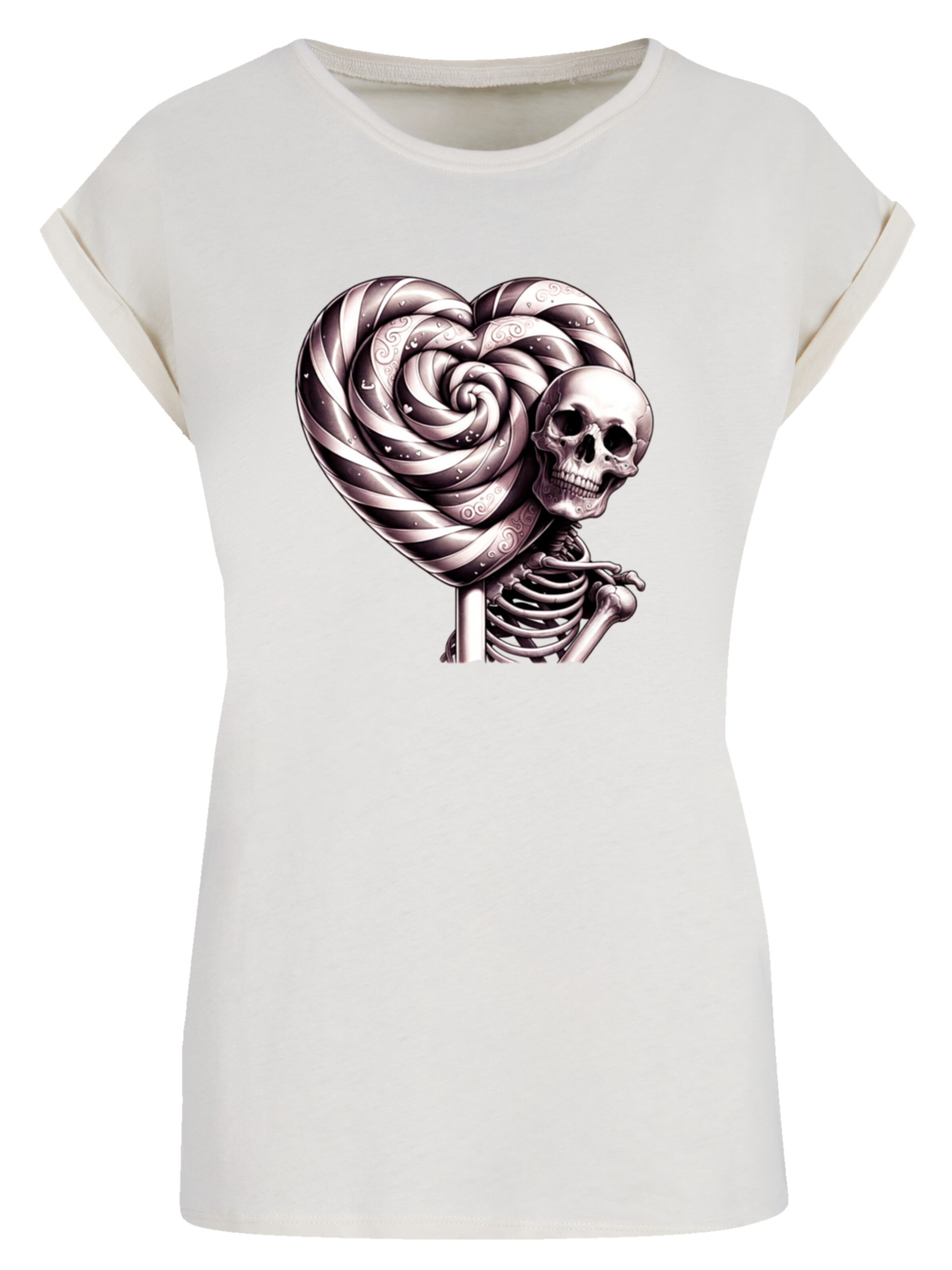 F4NT4STIC Shirt 'Süße Süßigkeiten Herzform Liebe' in Beige: voorkant