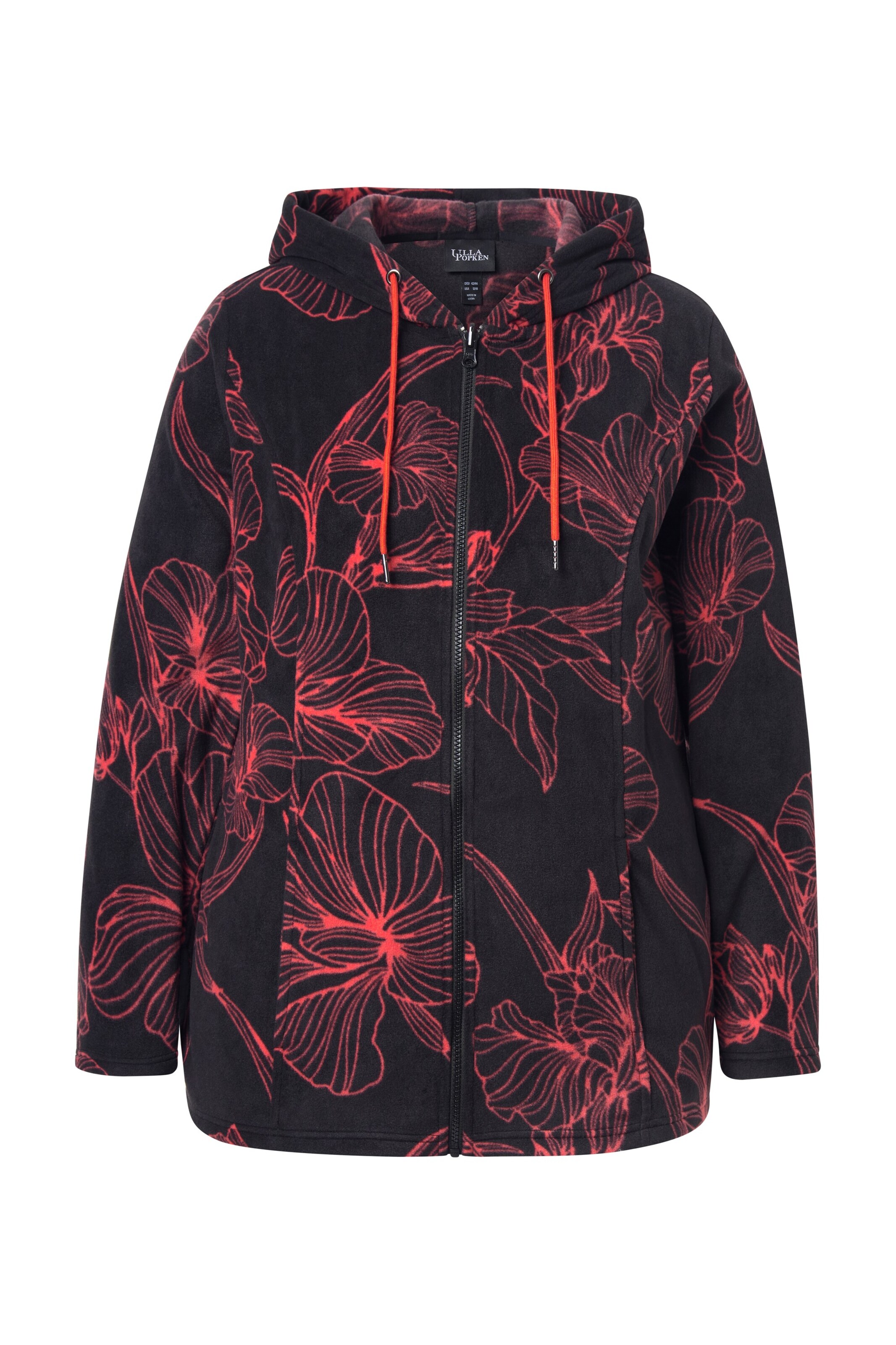 Ulla Popken Sweatjacke in Schwarz: Vorderseite