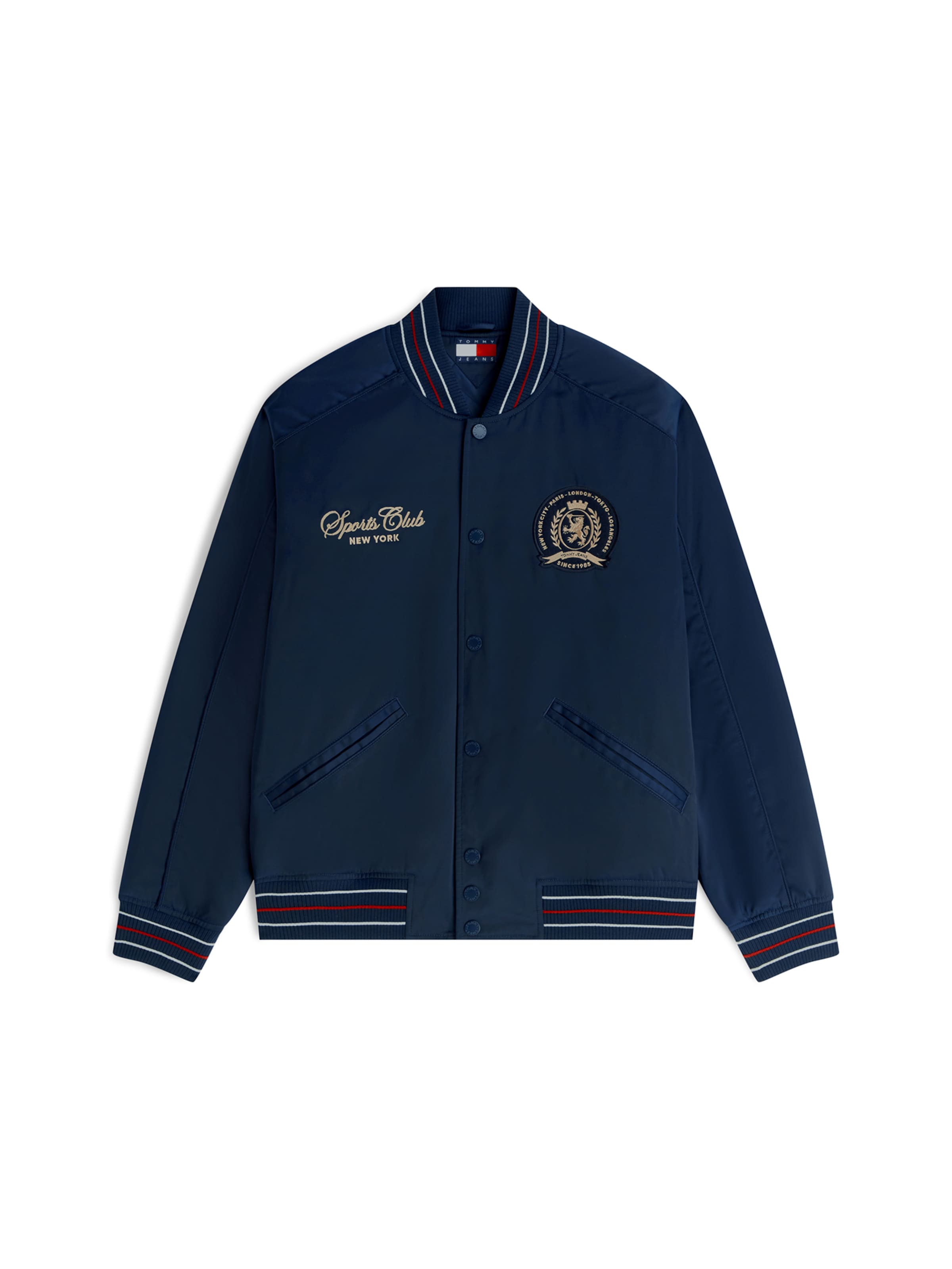 Tommy Jeans Between-Season Jacket 'SOUVENIR' in Navy / Mocha / Cherry red / White, Item view