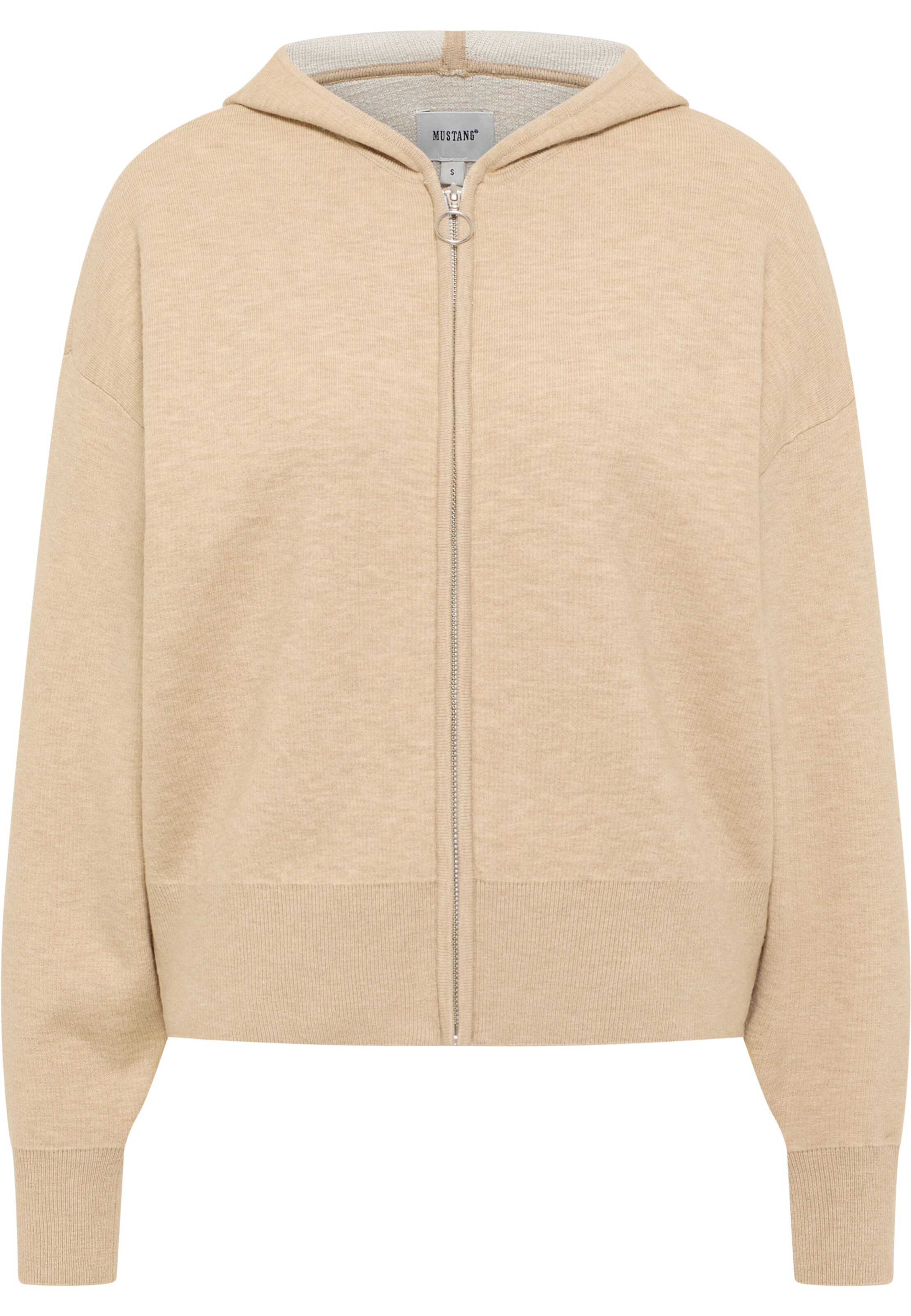 MUSTANG Knit Cardigan 'Style Santa Fe' in Beige: front