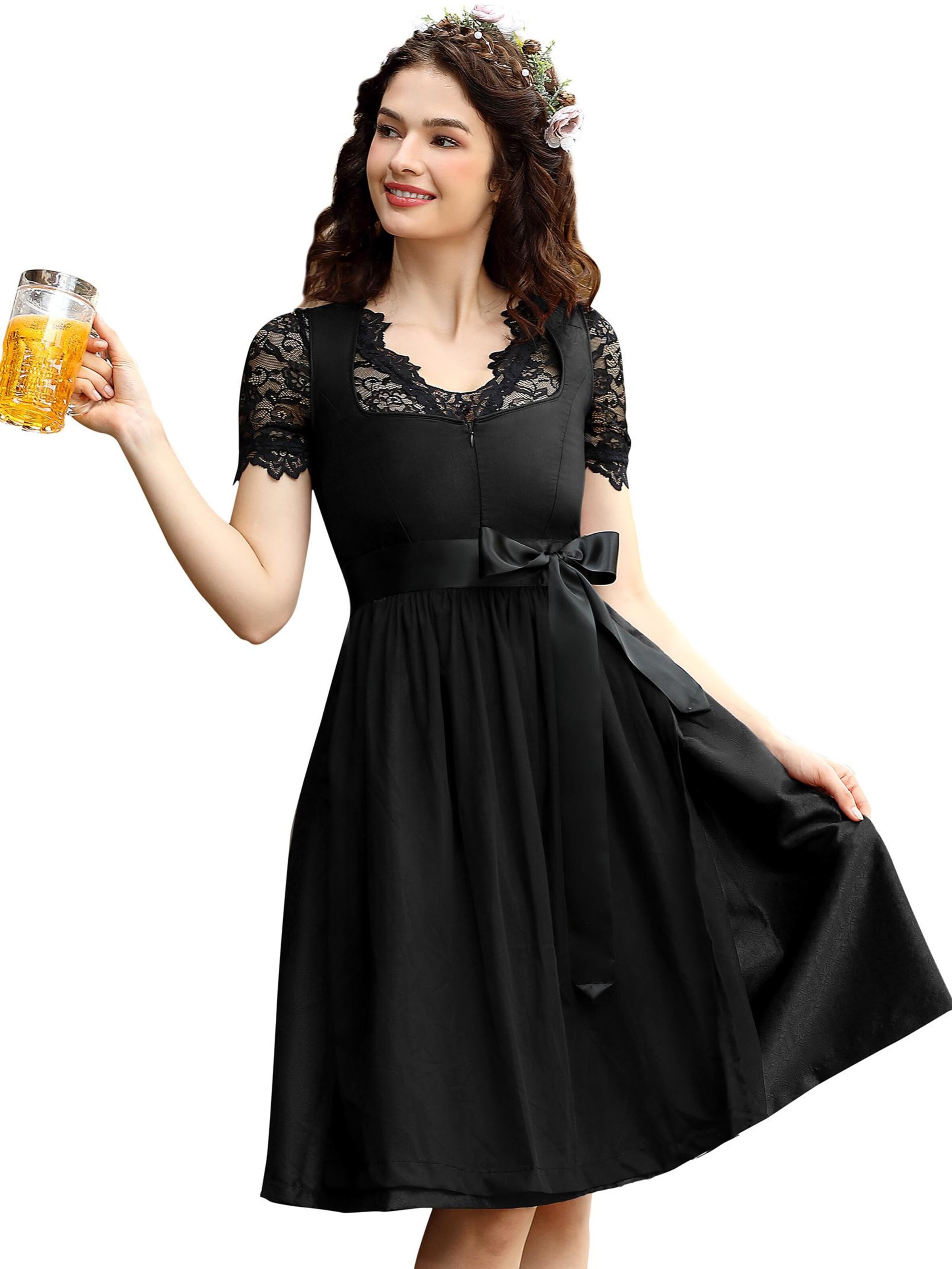 KoJooin Dirndl 'Deutsches Dirndl-Bierkleid für Damen,3-teiliges Kostüm für das bayerische Oktoberfest'‌‌‌‌‌‌‌‌‌ in Schwarz
