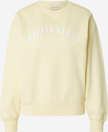 Regular Sweat-shirt Calvin Klein Jeans en jaune : devant