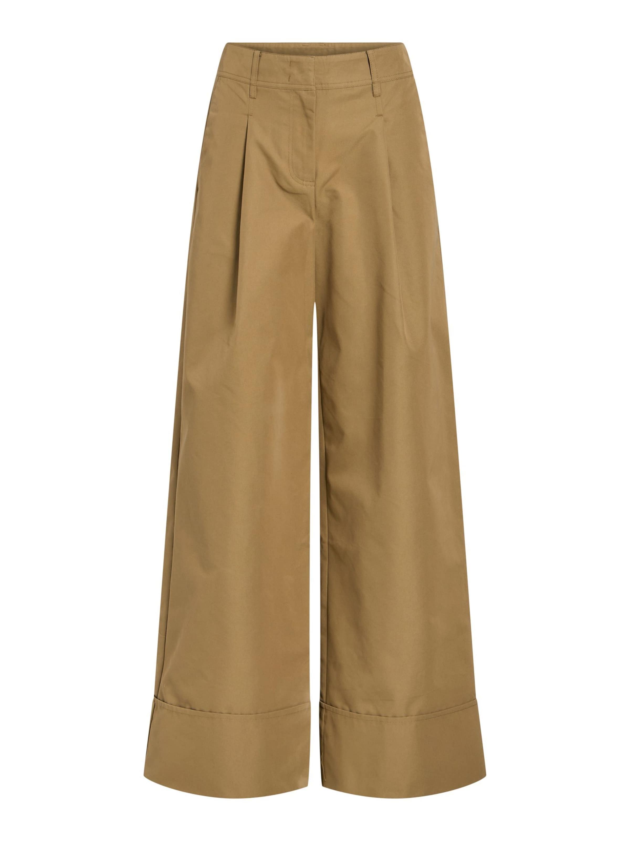 Wide leg Pantaloni con pieghe di ROUGE EDIT in marrone: frontale