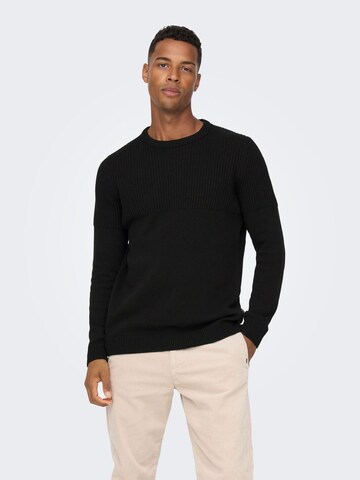 Only & Sons Sweater in Black: front