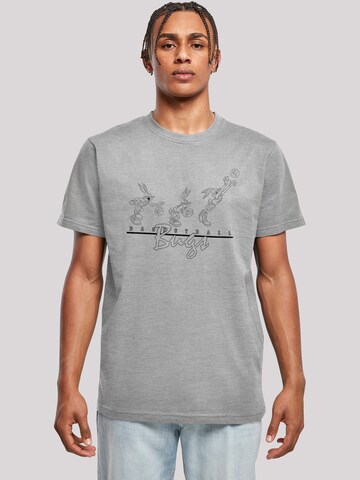 F4NT4STIC Shirt 'Looney Tunes Basketball Bugs' in Grijs: voorkant
