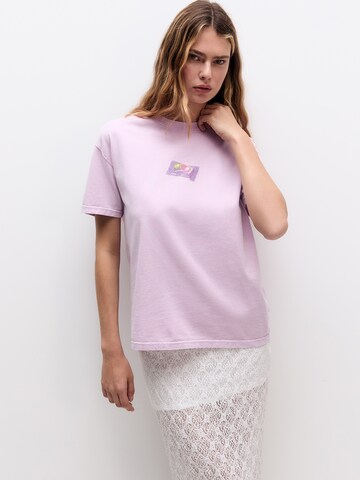 T-shirt Pull&Bear en violet : devant