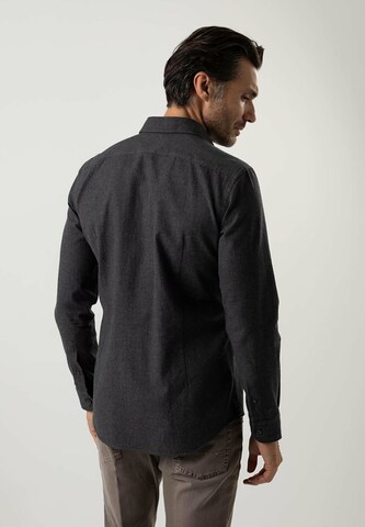 Black Label Shirt Regular fit Zakelijk overhemd 'FLANNEL' in Grijs