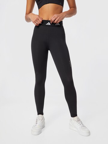 ADIDAS PERFORMANCE - Skinny Calças de desporto 'Techfit' em preto: frente