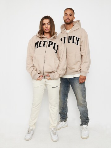 Multiply Apparel Sweatjacke 'Embroidery' in Beige