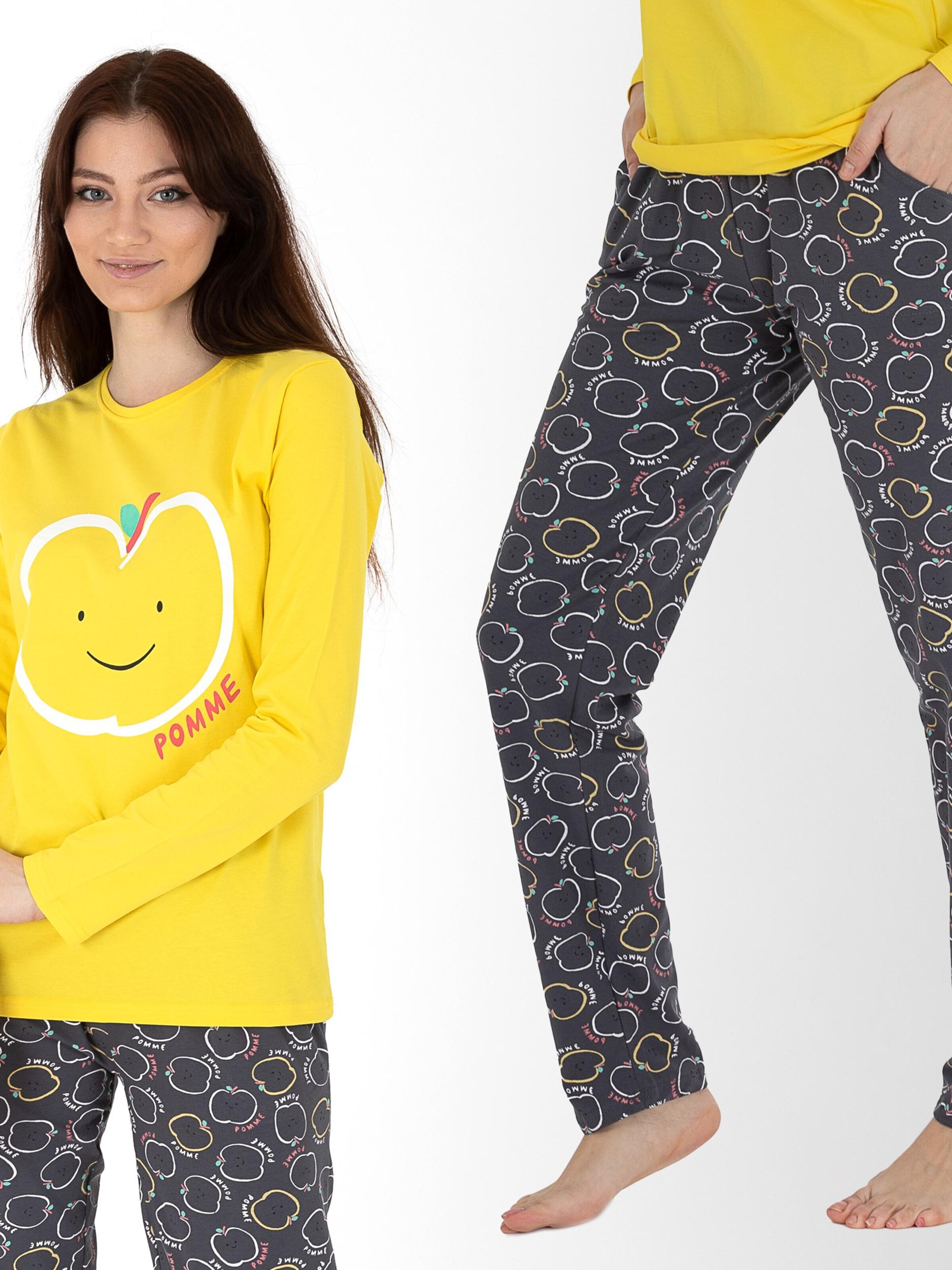 LOREZA Pajama 'Damen Pyjama Katrin' in Yellow