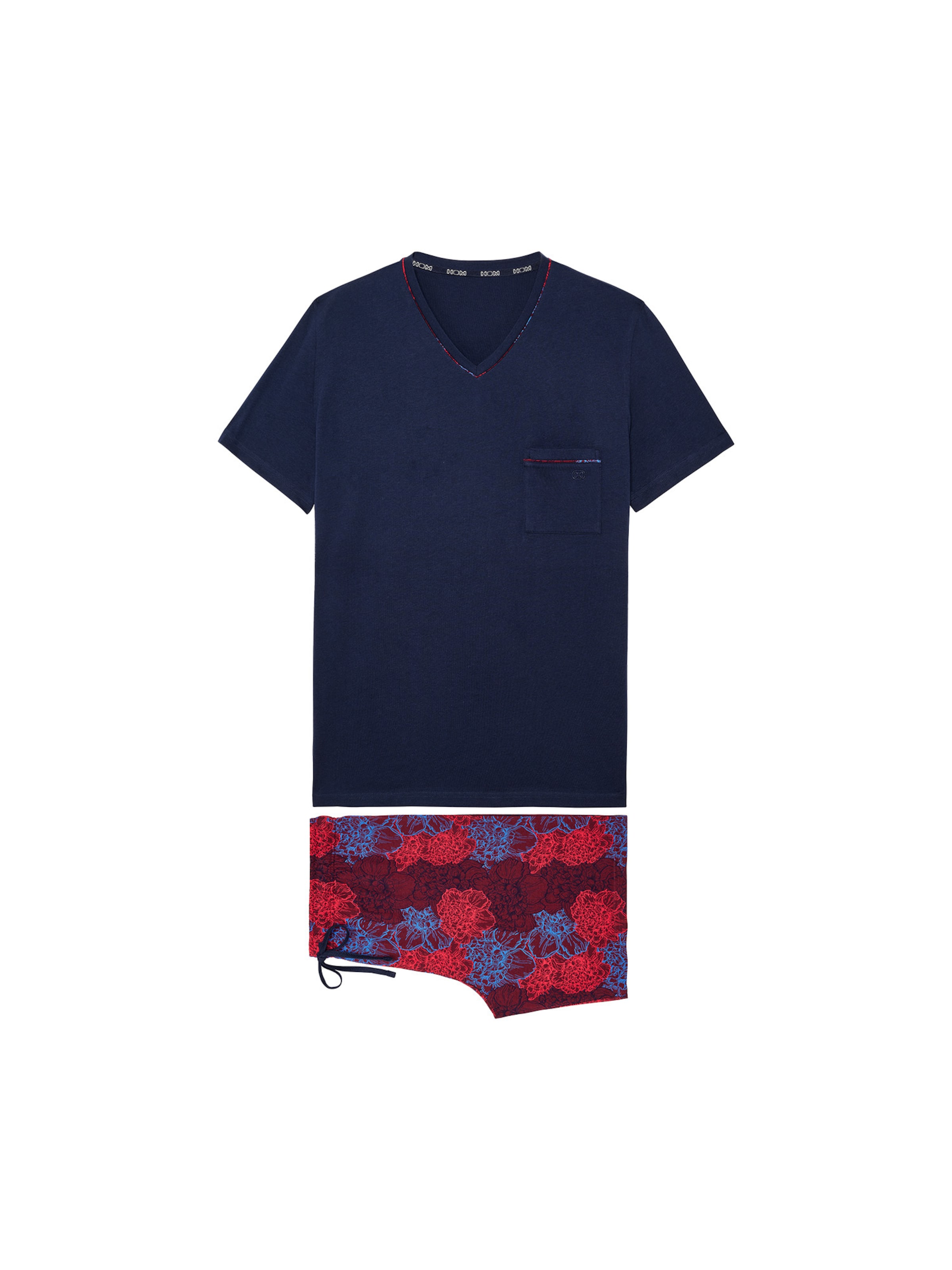 HOM Pyjama kort ' Bouquet Short Sleepwear ' in Blauw: voorkant