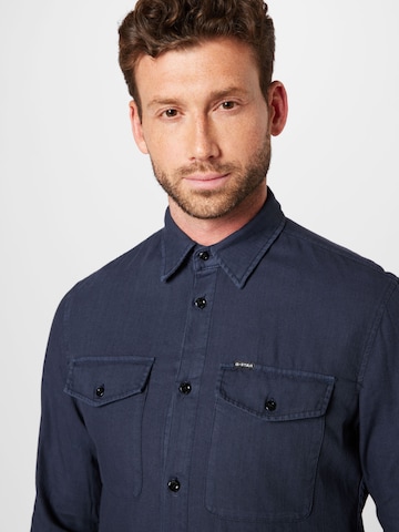 G-Star RAW - Slim Fit Camisa 'Marine' em azul