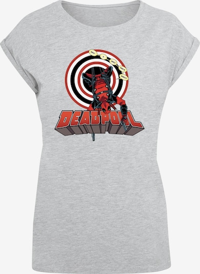 ABSOLUTE CULT T-Shirt 'Deadpool - Upside Down' in graumeliert / rot / schwarz / weiß, Produktansicht