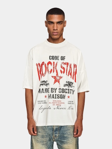 Maglietta 'Rock Star T-Shirt - T17484' di Made By Society in bianco: frontale