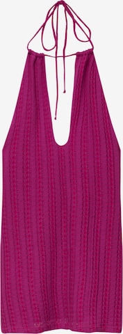 Pull&Bear Stickad klänning i rosa: framsida