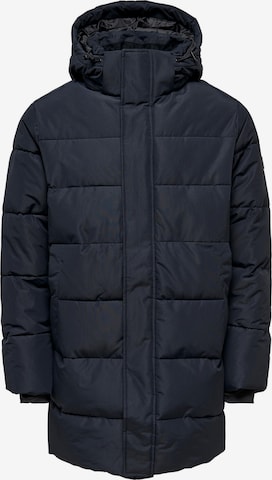 Manteau d’hiver 'Carl' Only & Sons en bleu : devant