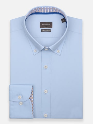 Camicia business 'Leonardo Sport Poplin Stretch Man Shirt Black' di 7Camicie in blu: frontale