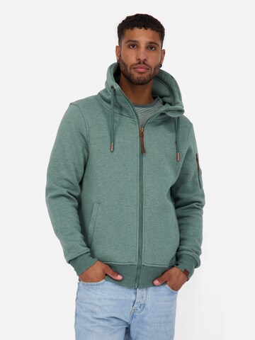 Alife and Kickin - Sudadera con cremallera 'Elias' en verde: frente