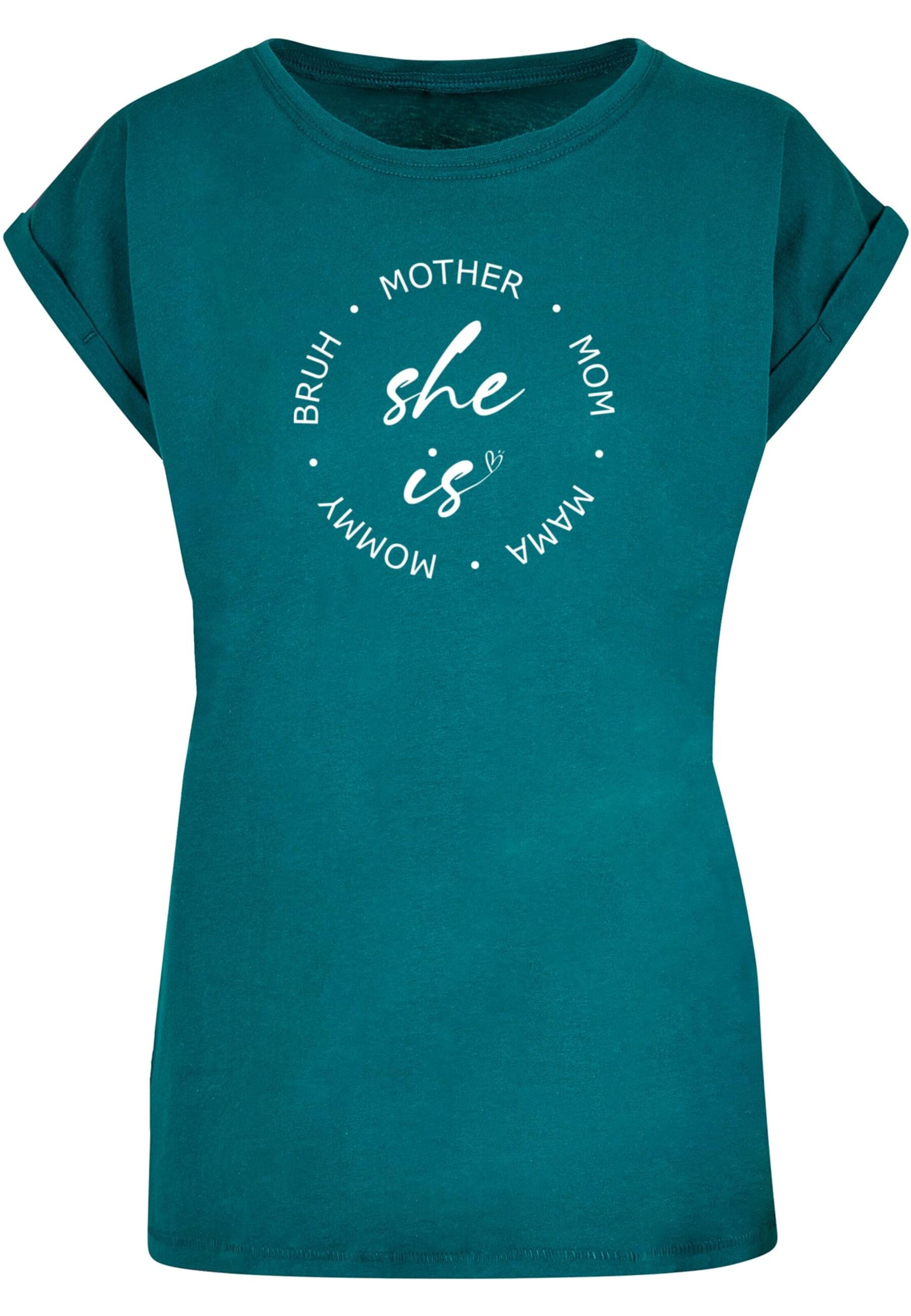 Merchcode T-Shirt 'Mothers Day - She is' in Grün: Vorderseite