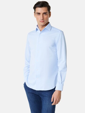 Boggi Milano Regular fit Overhemd in Blauw: voorkant