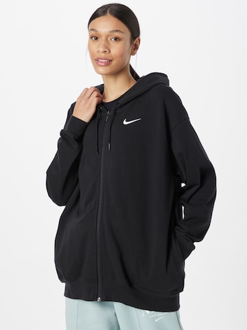 Nike Sportswear - Casaco em moletão em preto: frente