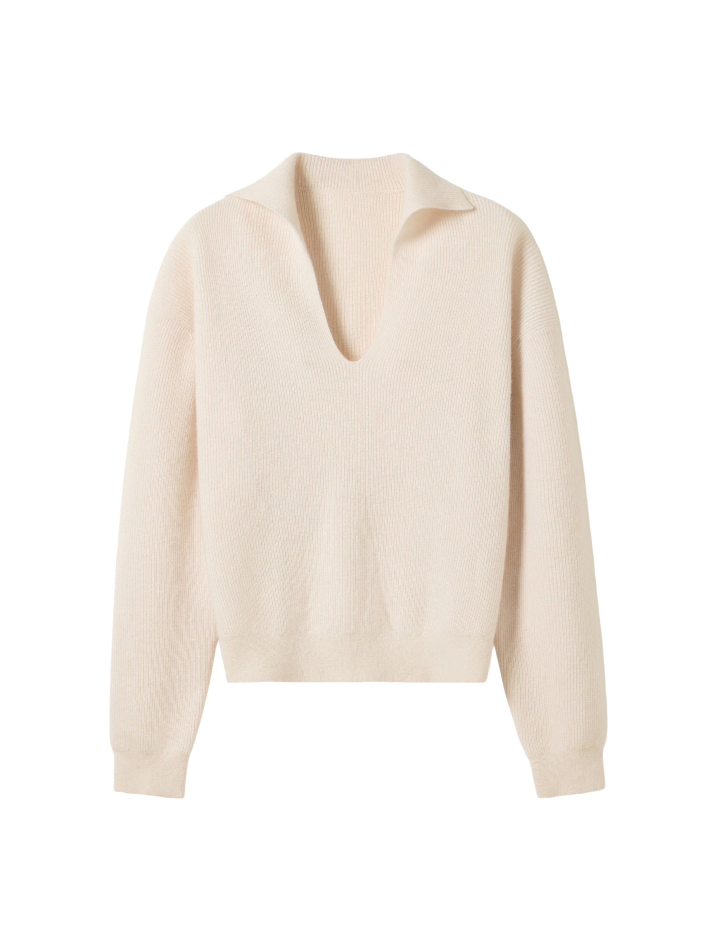 Lilysilk Pullover 'Gerippter Kaschmir Polo Pullover'‌ in Beige: Vorderseite