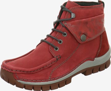 Wolky Lace-Up Ankle Boots in Red: front