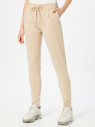 Coupe slim Pantalon 'Kate' ICHI en beige : devant