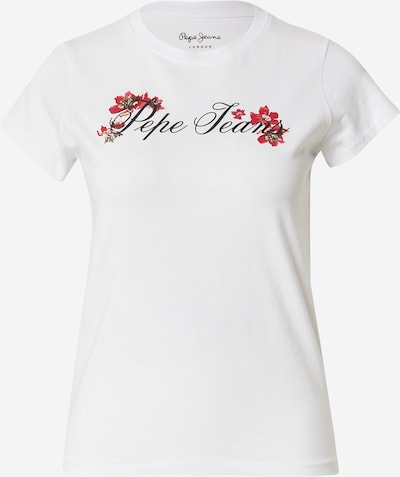 Marškinėliai 'FLORAL I' iš Pepe Jeans, spalva – rusvai žalia / raudona / juoda / balta, Prekių apžvalga