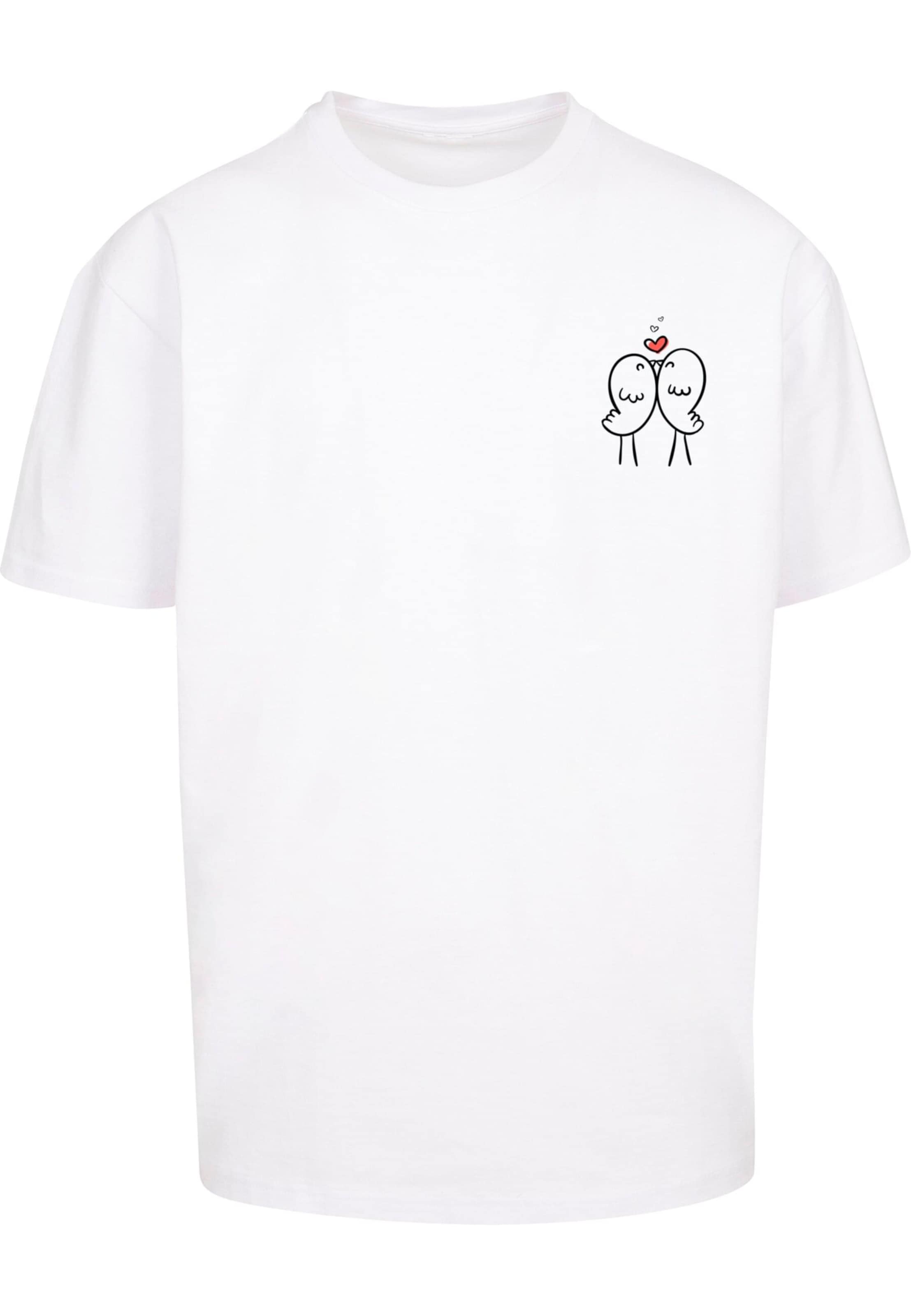 Maglietta 'Hugs & Love - Birds Love' di Merchcode in bianco: frontale