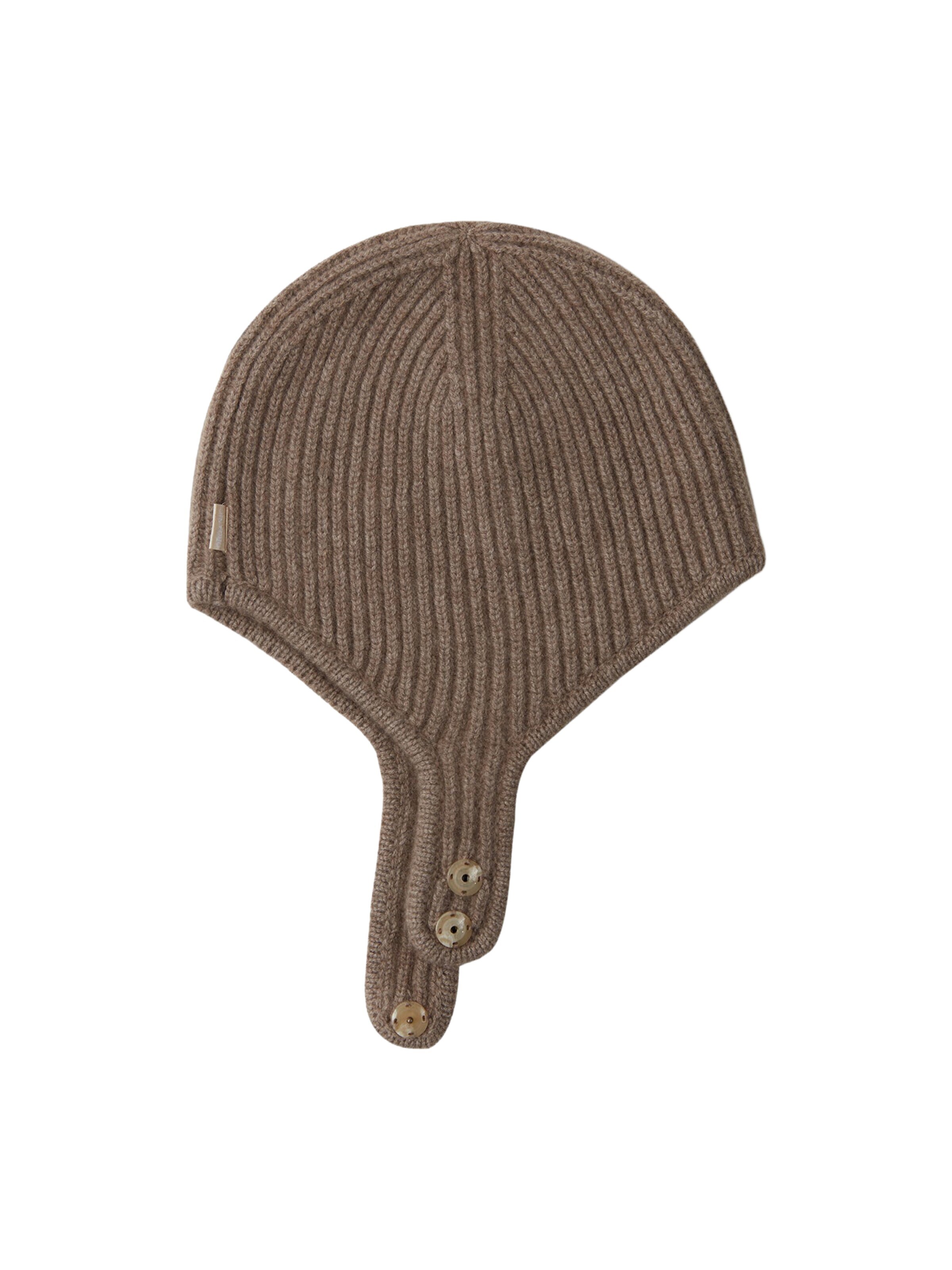 GOBI Cashmere Hue 'Knitted Aviator Cap' i grå: forside