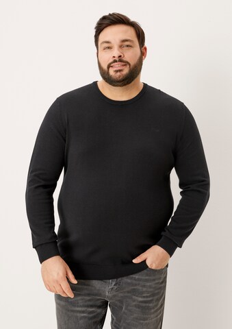 s.Oliver Men Big Sizes Sweater in Black: front