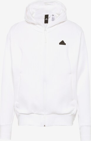 ADIDAS SPORTSWEAR Athletic Zip-Up Hoodie 'Z.N.E. Premium' in White: front