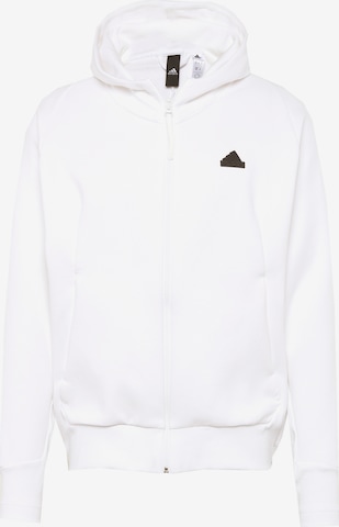 ADIDAS SPORTSWEAR Athletic Zip-Up Hoodie 'Z.N.E. Premium' in White: front